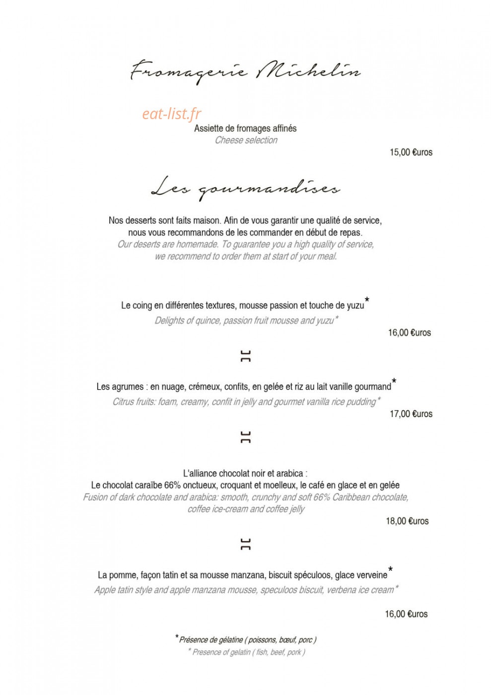 Jiva restaurant — carte page 5