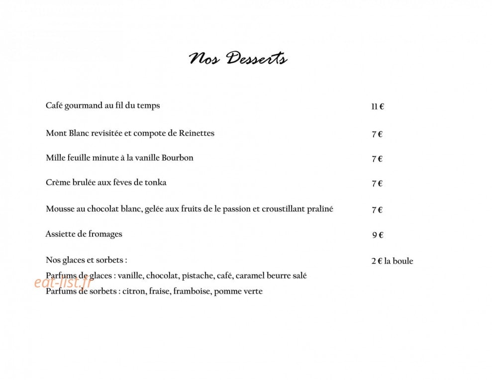 Le Restaurant de Maison Blanche. — carte page 5