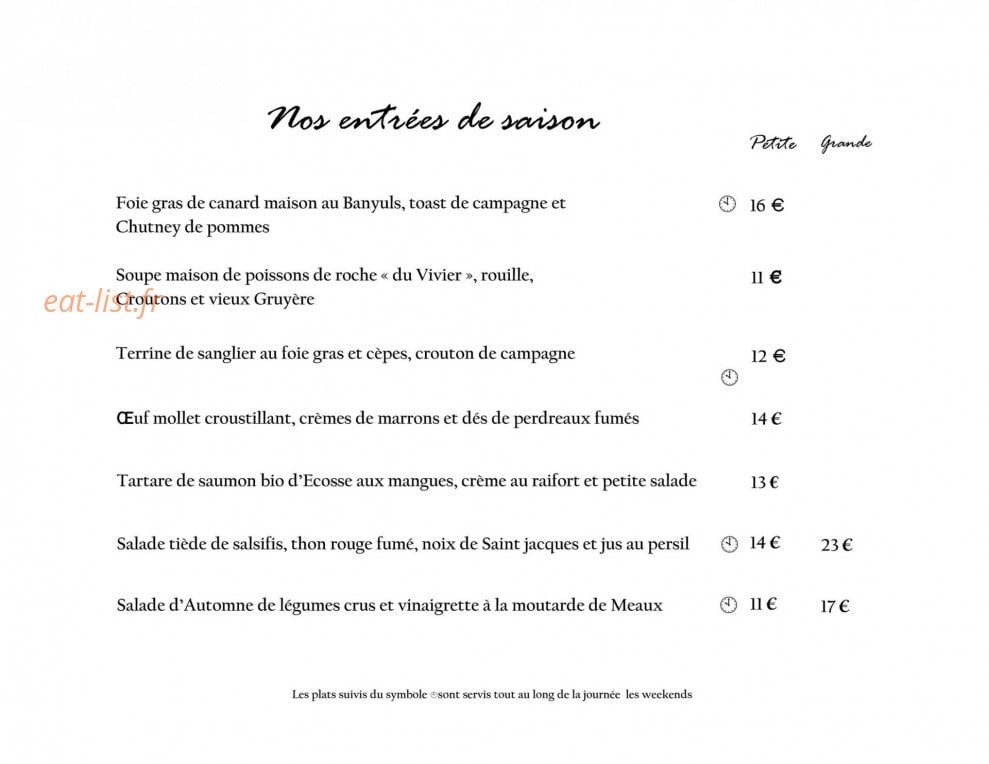 Le Restaurant de Maison Blanche. — carte page 2
