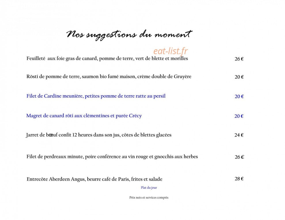 Le Restaurant de Maison Blanche. — carte page 3