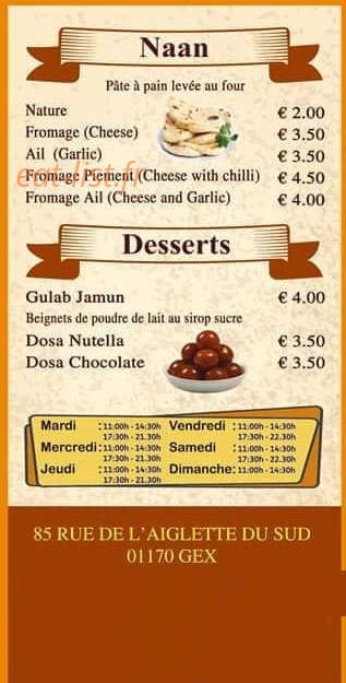 Madras Kitchen — carte page 6