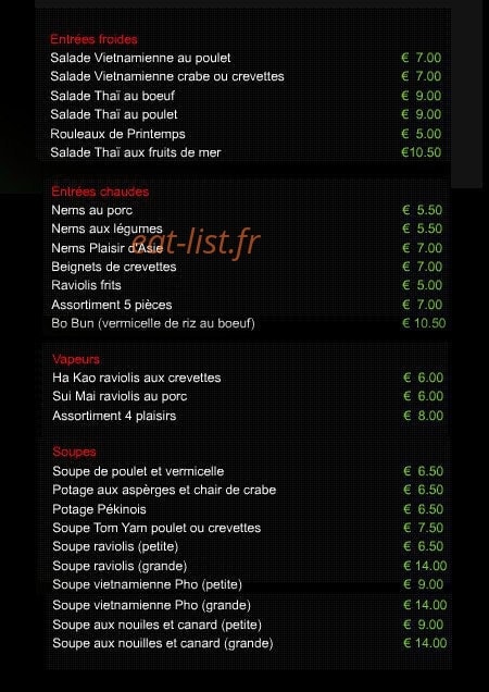 Plaisir d'Asie — carte page 1