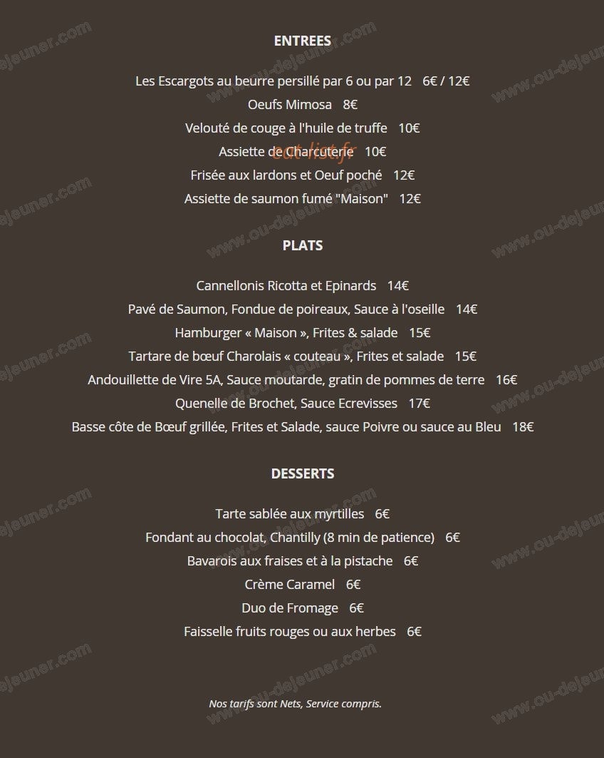 Restaurant La Gare — carte page 1