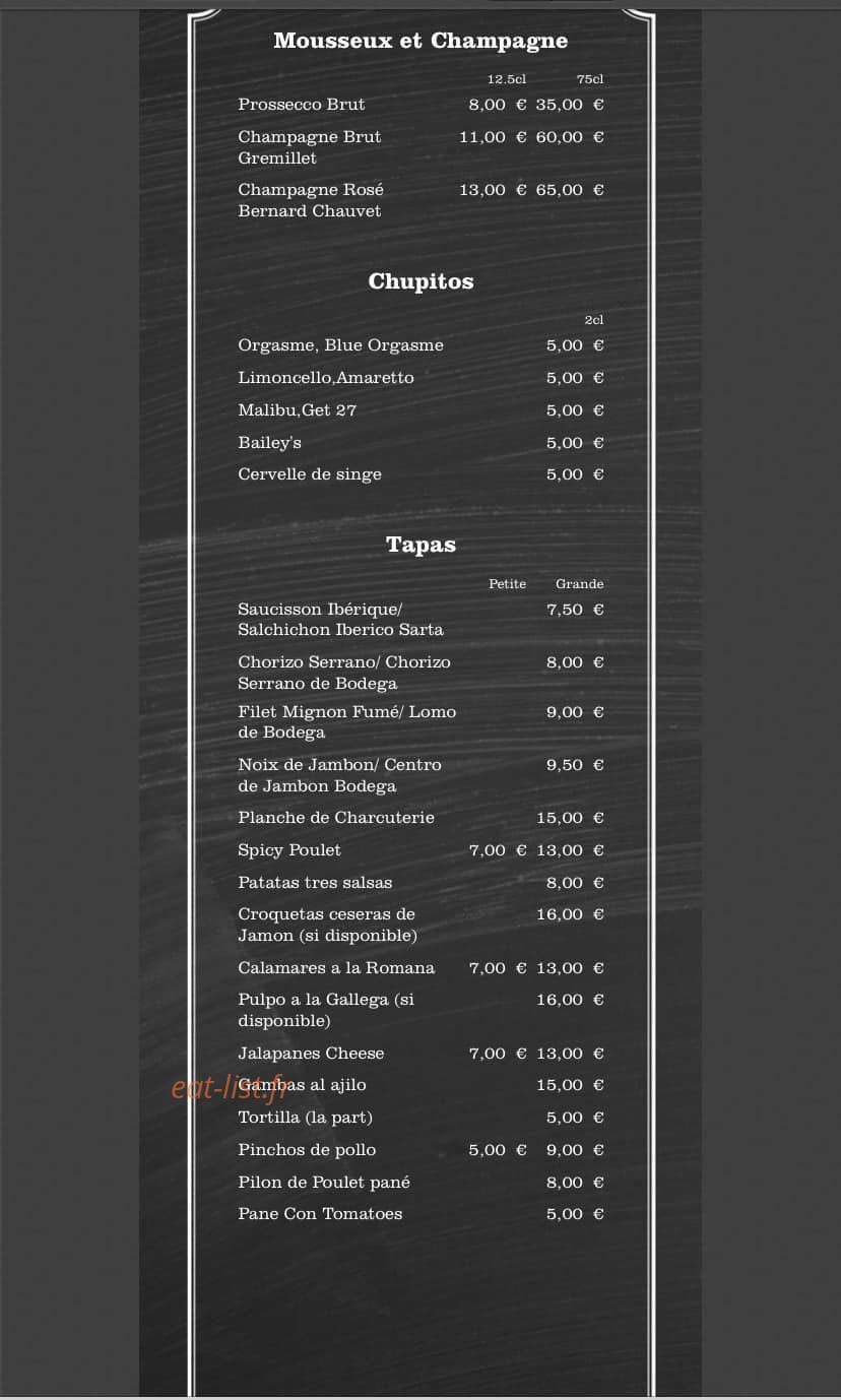 Tapas bar — carte page 4