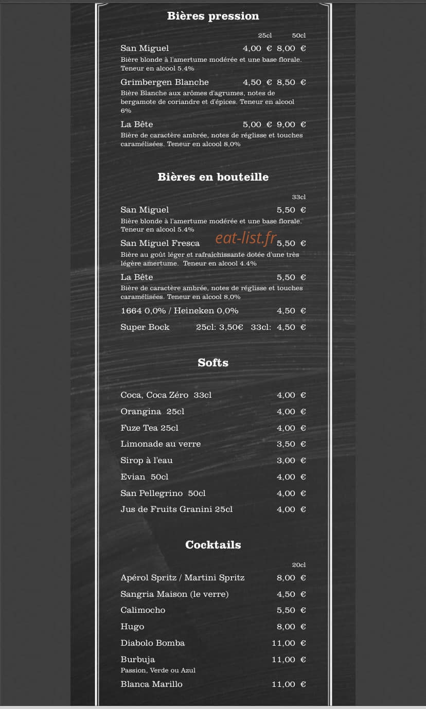 Tapas bar — carte page 3