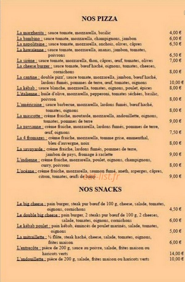 La Cantine — carte page 2
