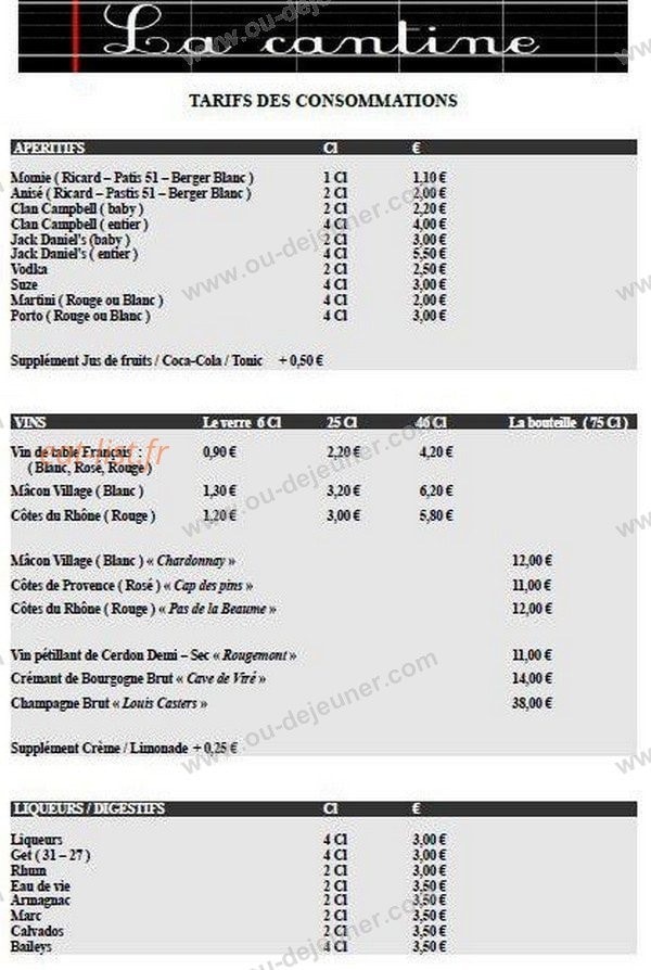 La Cantine — carte page 4