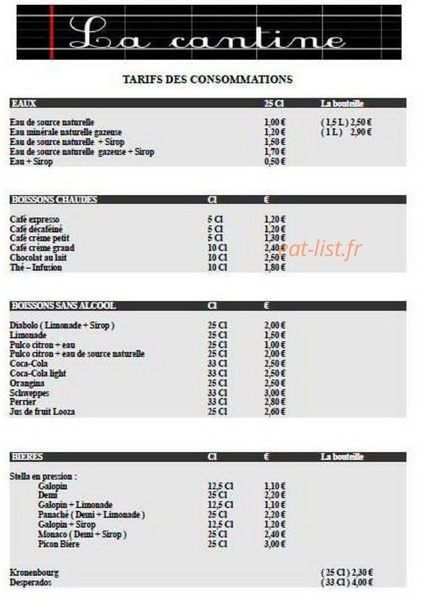 La Cantine — carte page 3