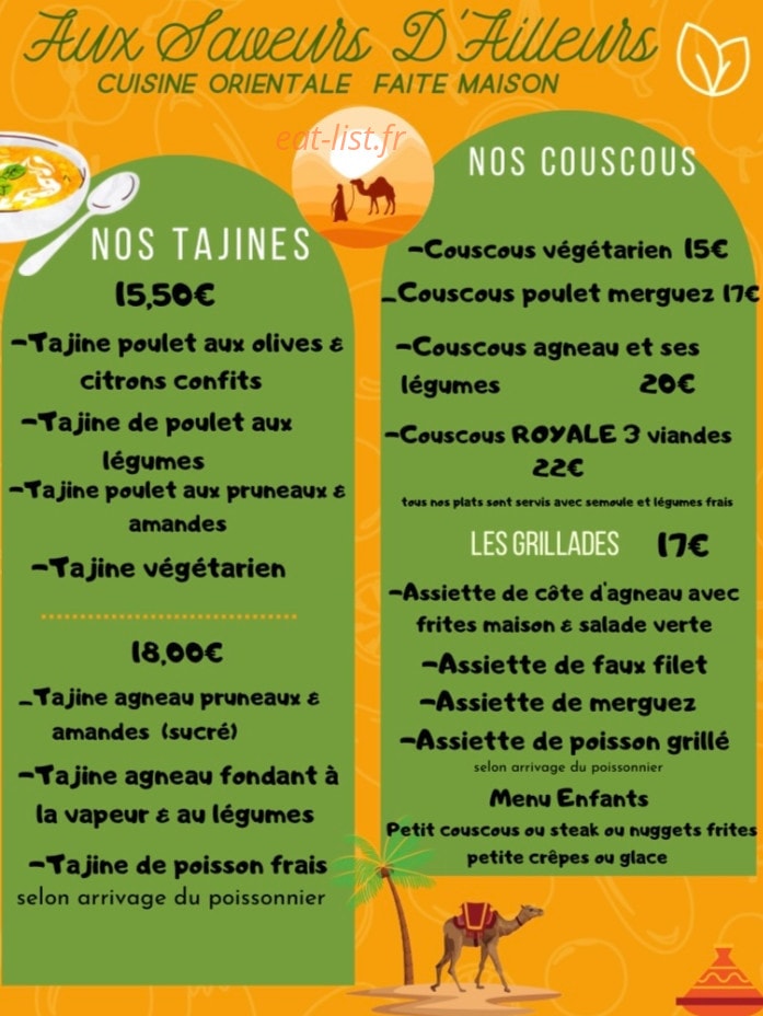 Aux Saveurs D’ailleurs — carte page 1