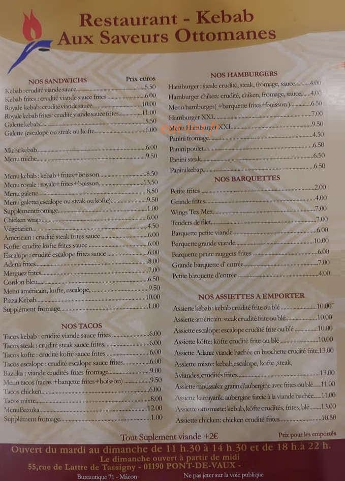 Aux saveurs ottomanes  chez ziya — carte page 2