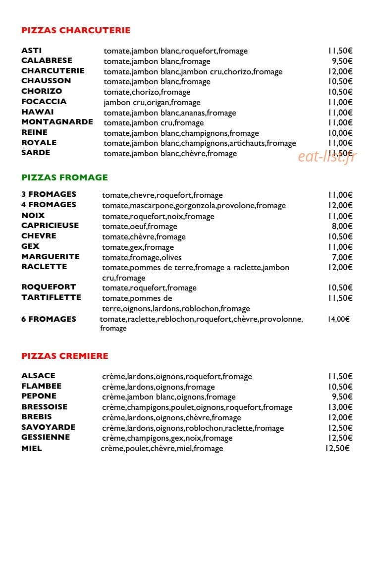 Allopizza — carte page 1