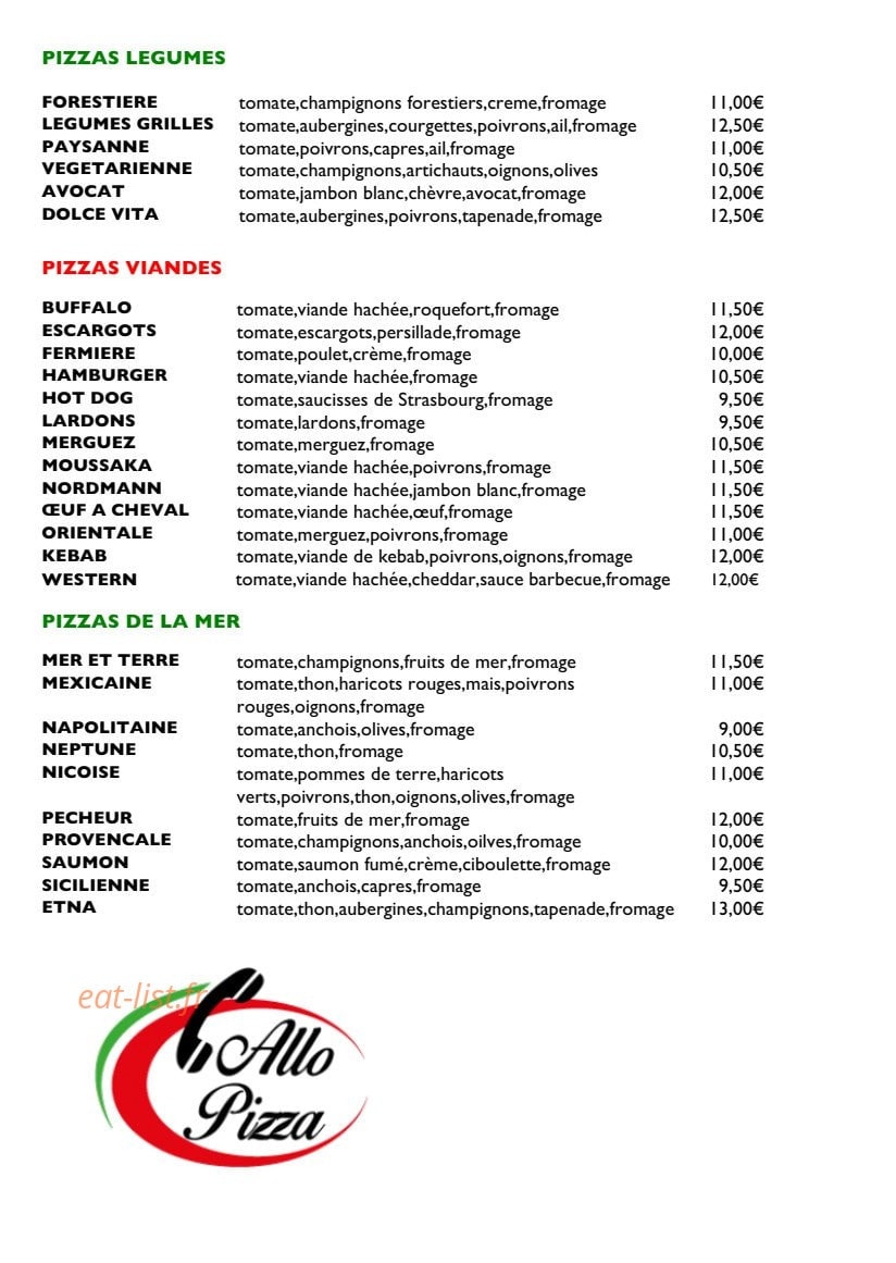 Allopizza — carte page 2