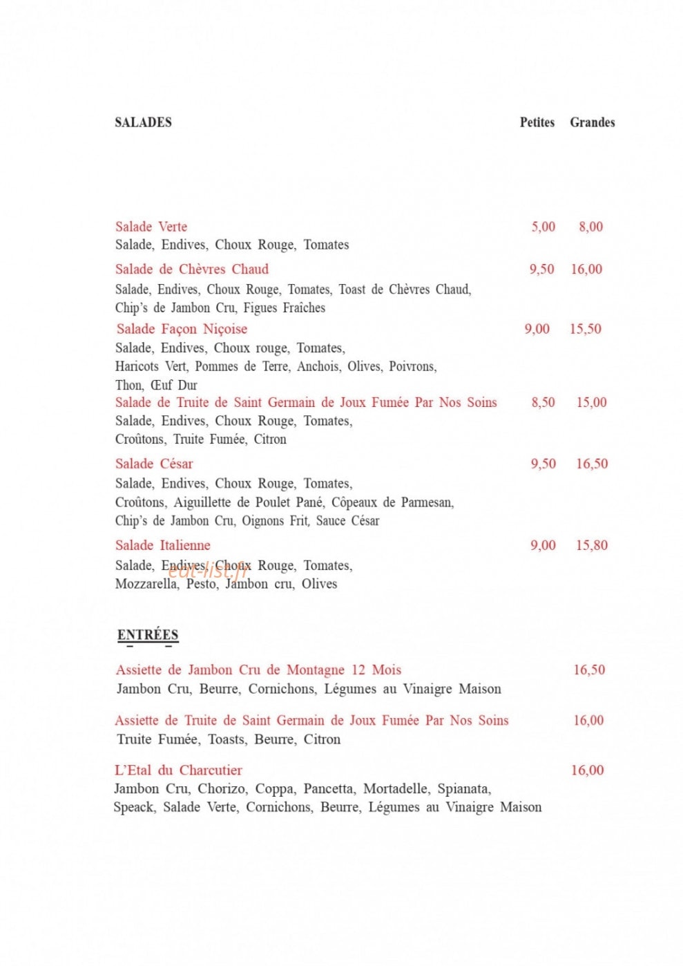 Restaurant le Capri — carte page 3