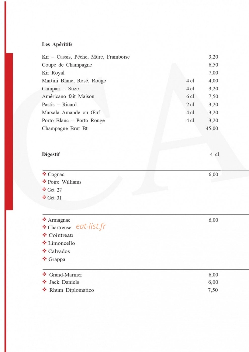 Restaurant le Capri — carte page 2