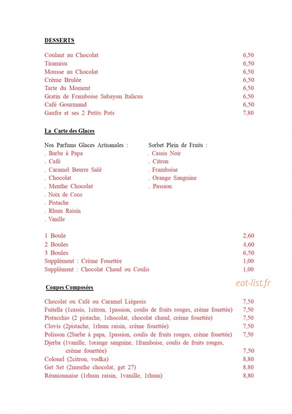 Restaurant le Capri — carte page 9