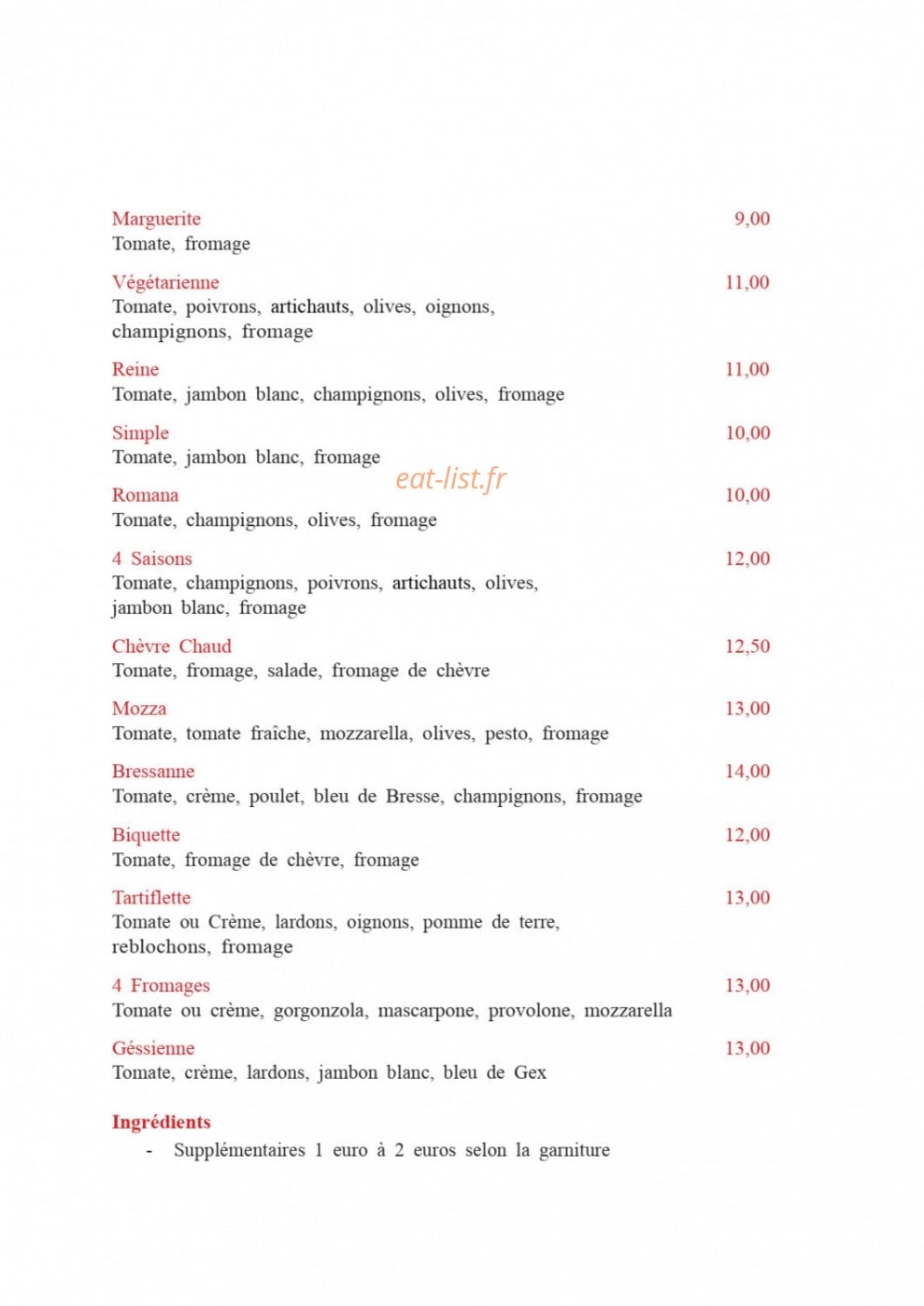 Restaurant le Capri — carte page 7