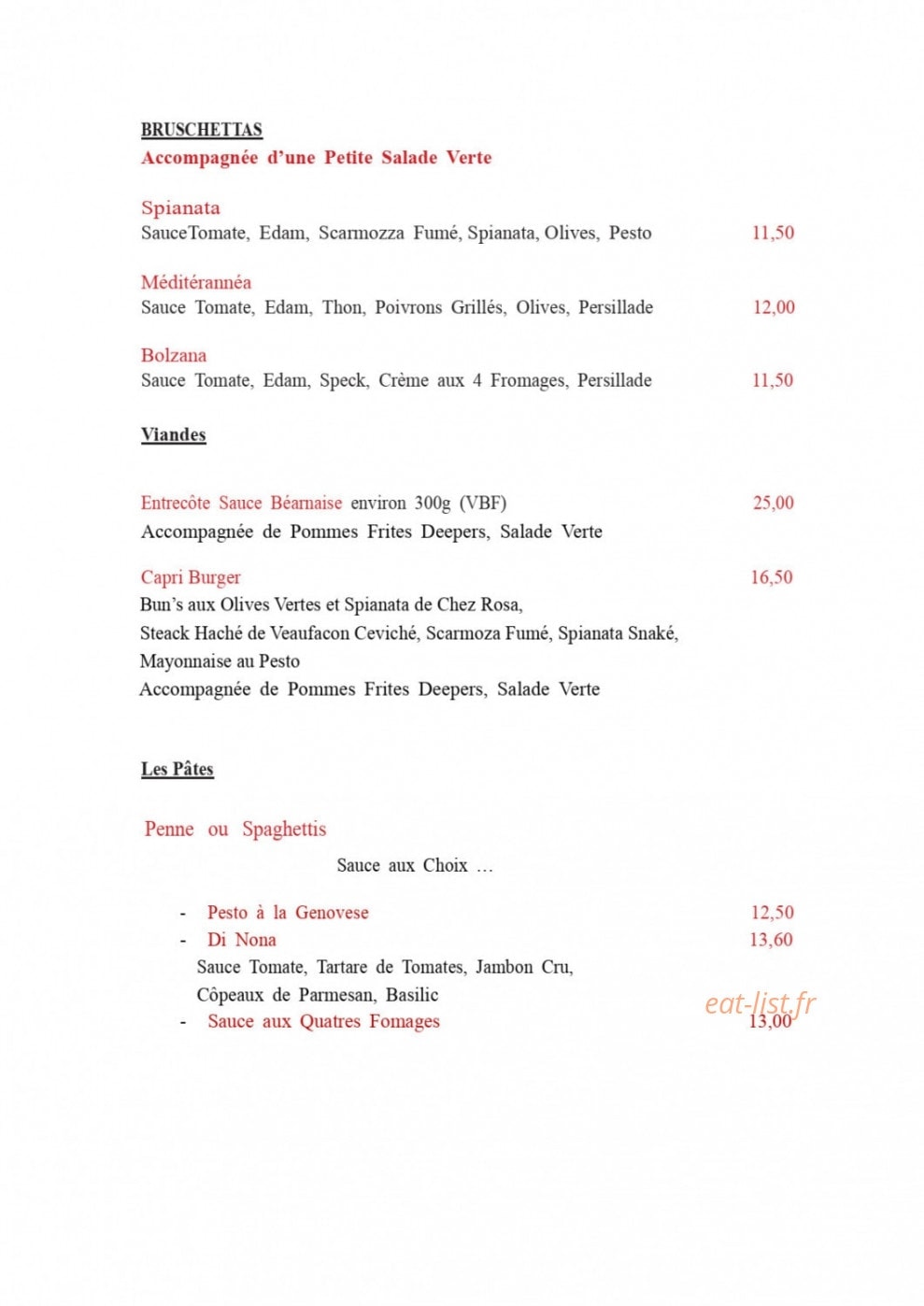 Restaurant le Capri — carte page 4