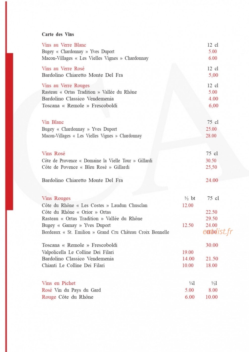 Restaurant le Capri — carte page 10
