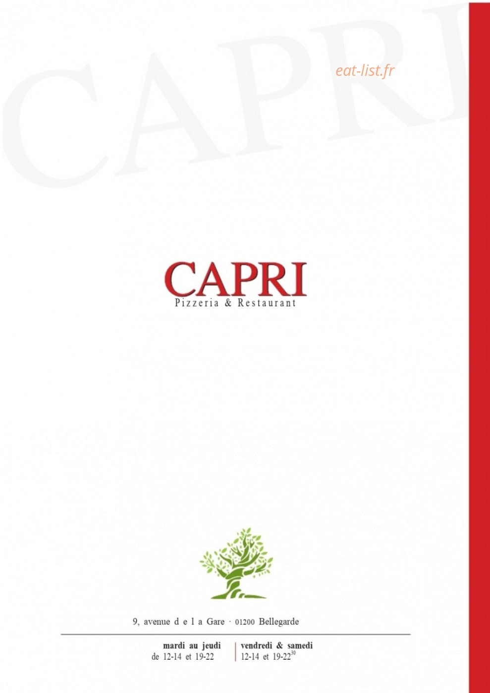 Restaurant le Capri — carte page 11