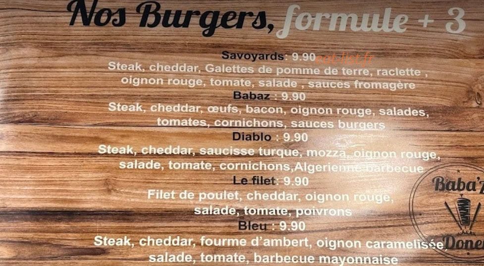 Babaz Döner — carte page 3