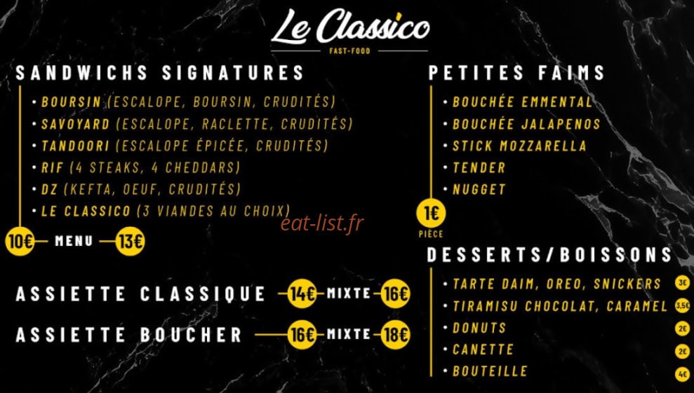 Le Classico — carte page 2