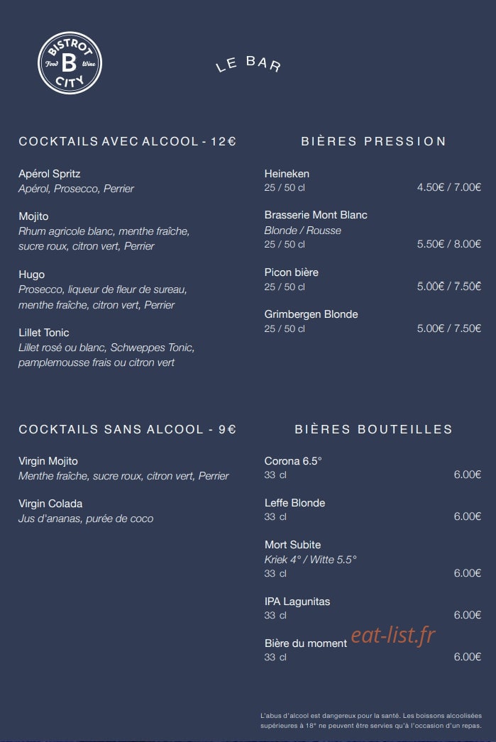 Bistrot City — carte page 4