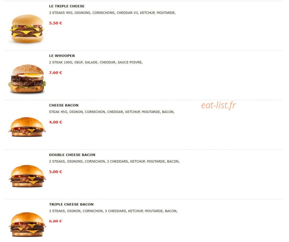 Burger Nine — carte page 10