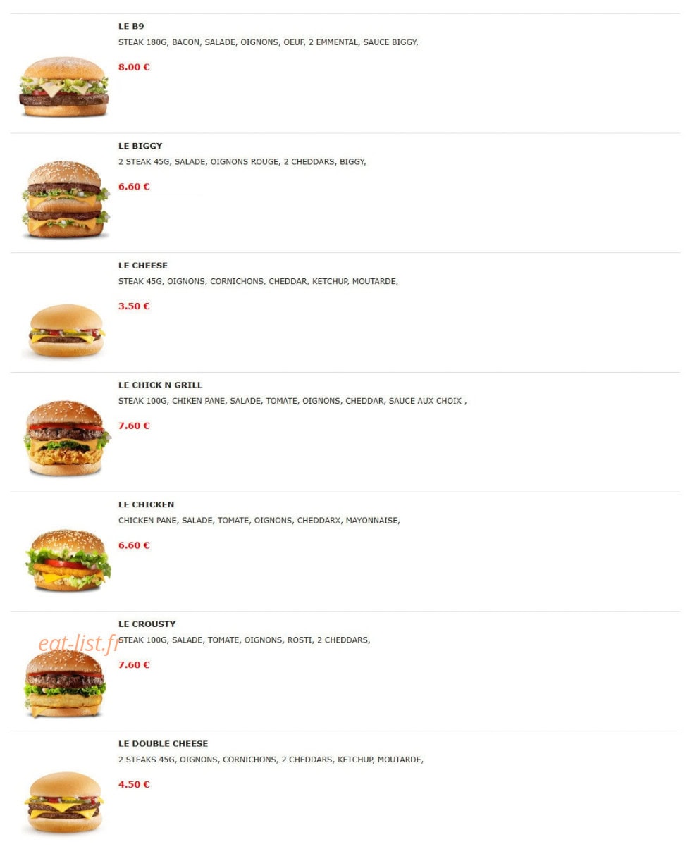 Burger Nine — carte page 9