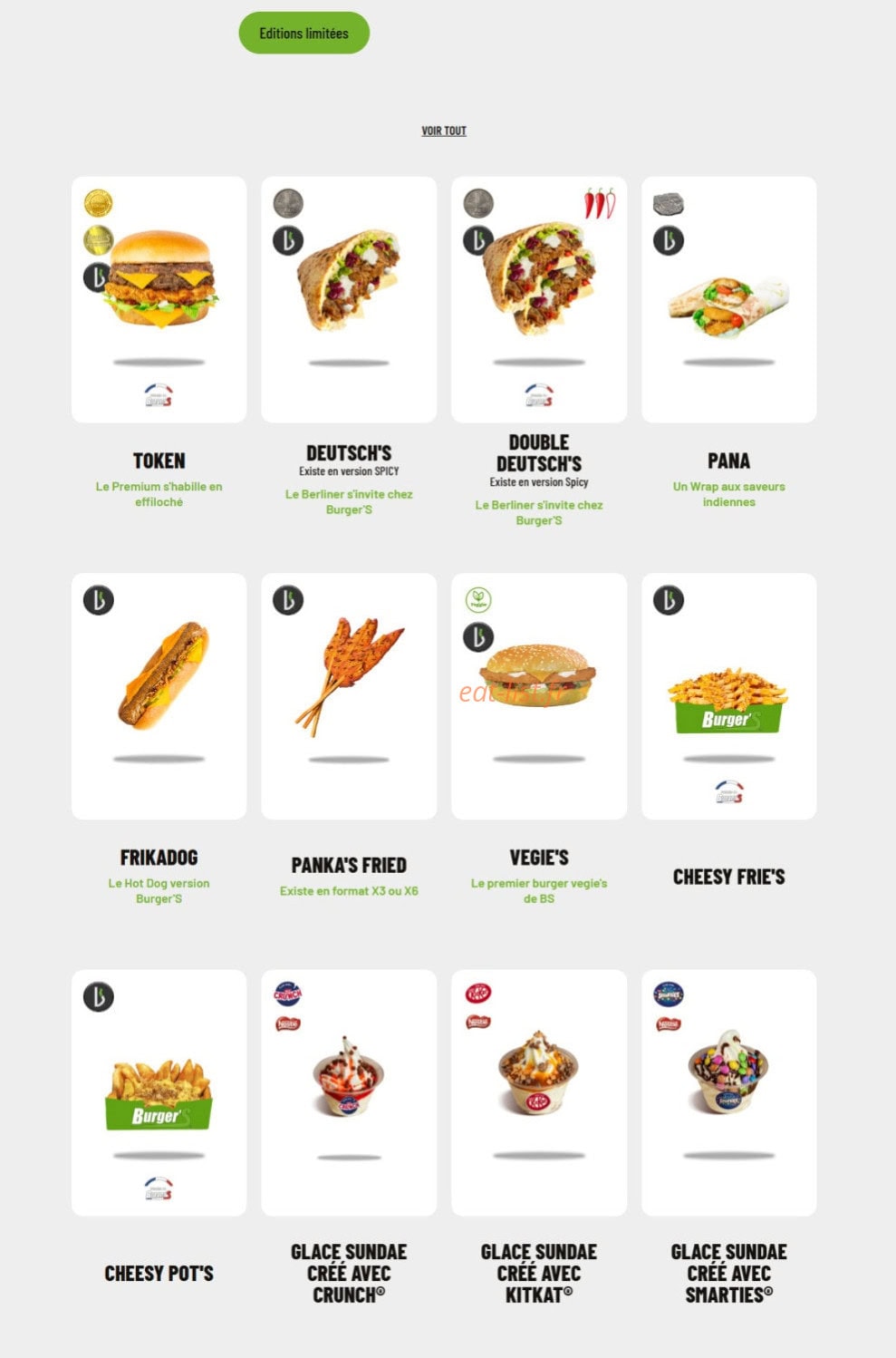 Burger's — carte page 1