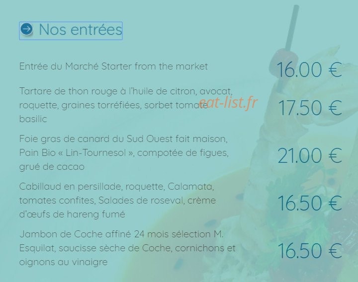 L'amuse Bouches — carte page 1