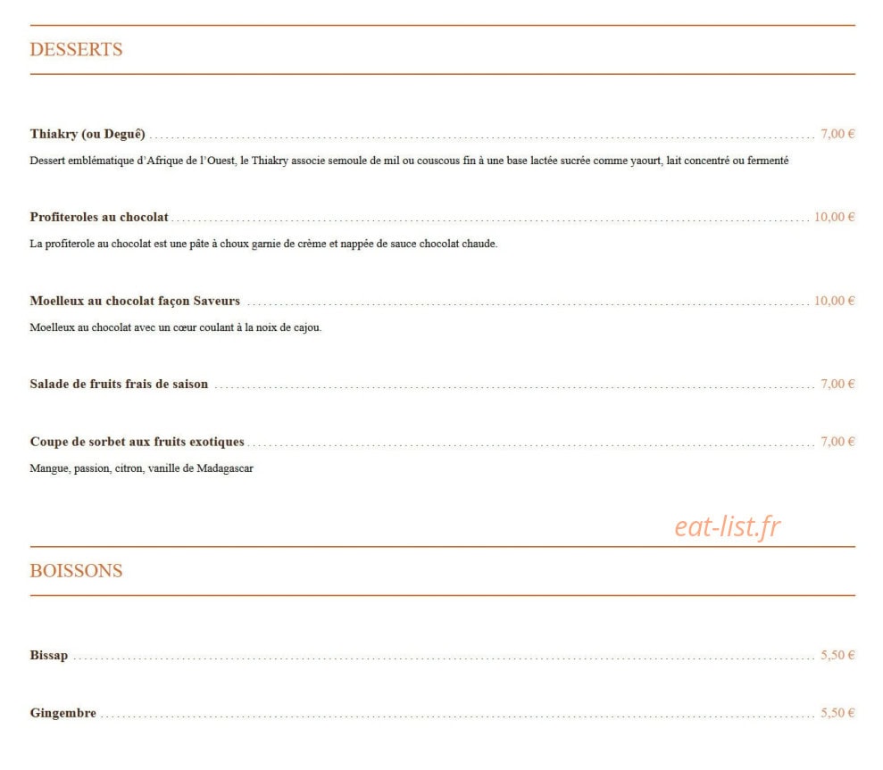 Les Saveurs Abidjanaises — carte page 3