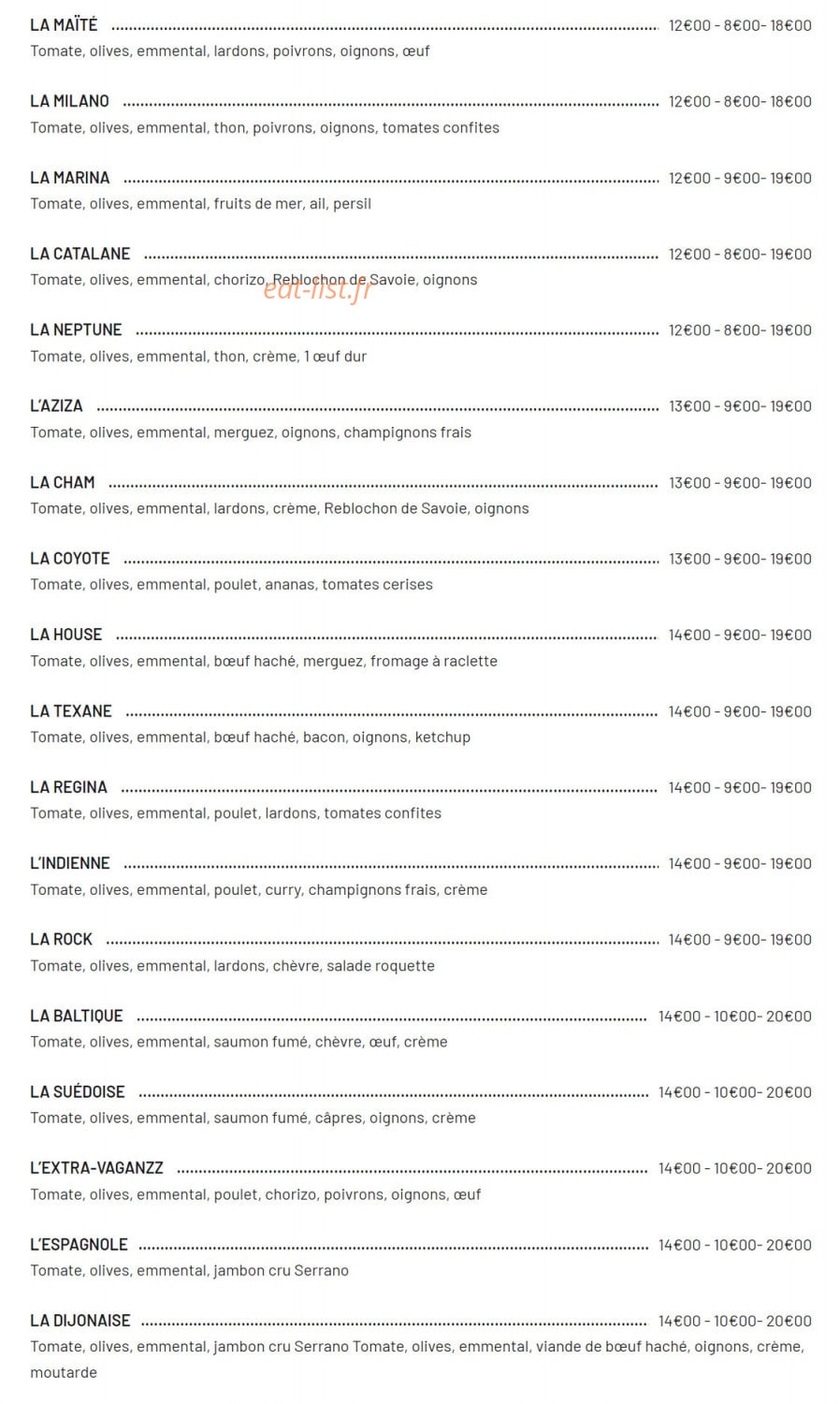New Pizza Maïté — carte page 2