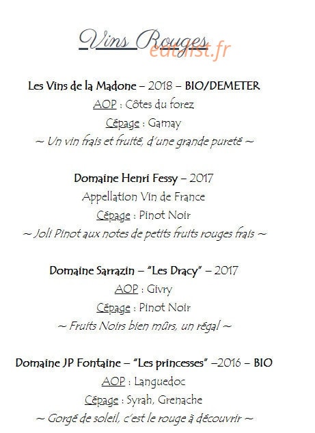 Ô Bistrot Vigniodé — carte page 4