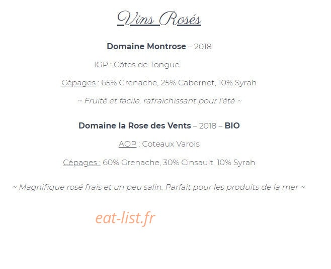 Ô Bistrot Vigniodé — carte page 6