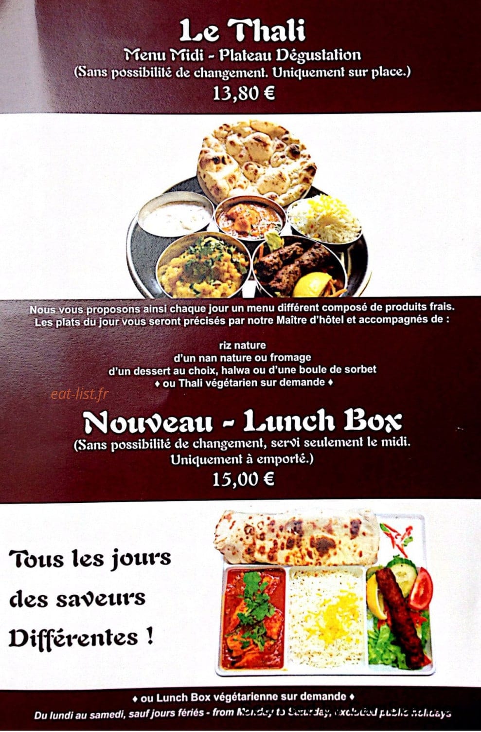Restaurant Shalimar — carte page 7