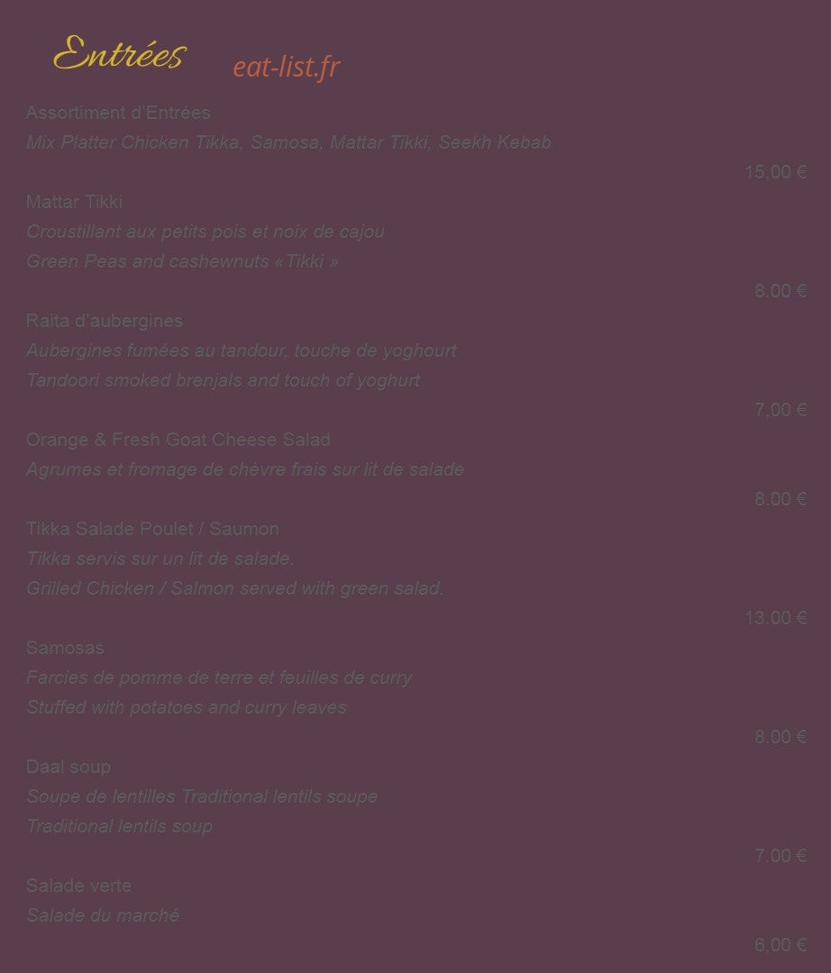 Junoon Curry & Grill — carte page 1