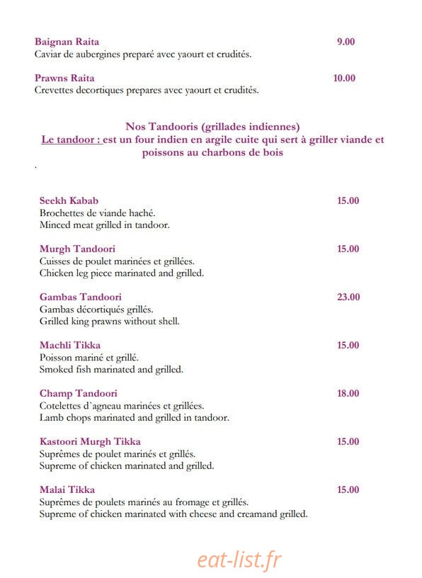 À Royal Spice — carte page 7