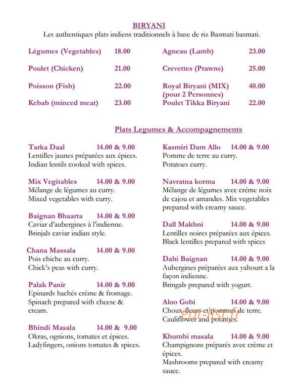 À Royal Spice — carte page 5