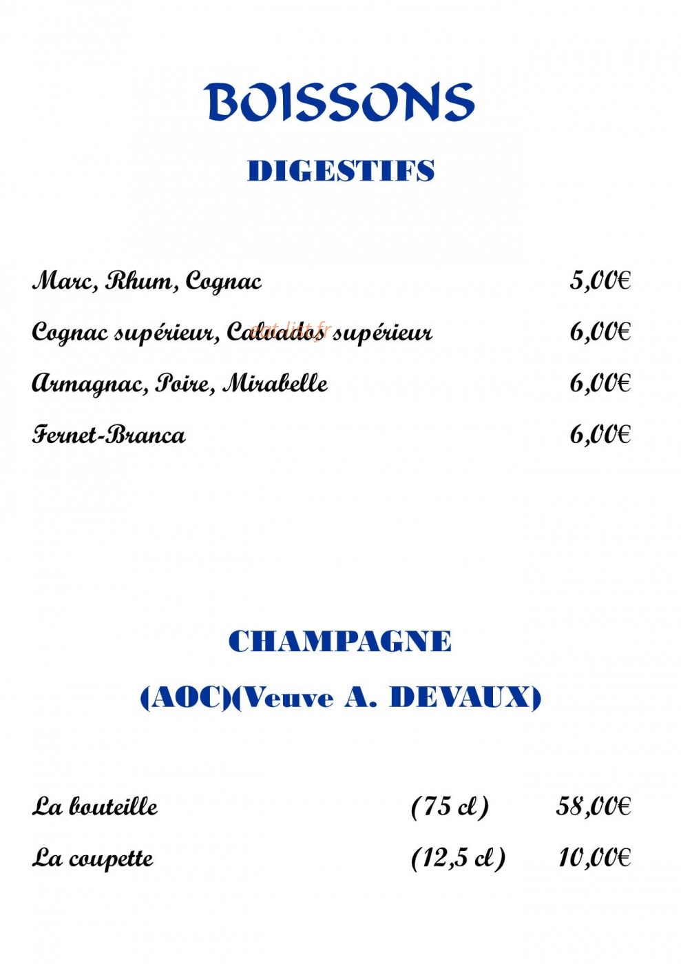 Crêperie des arts — carte page 15