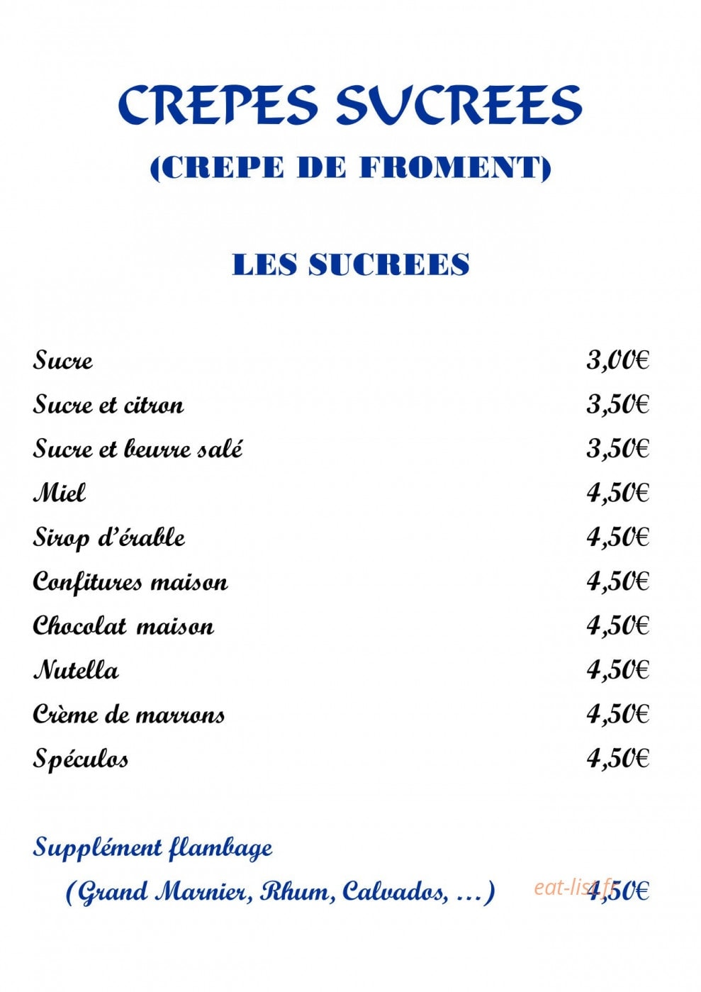 Crêperie des arts — carte page 5