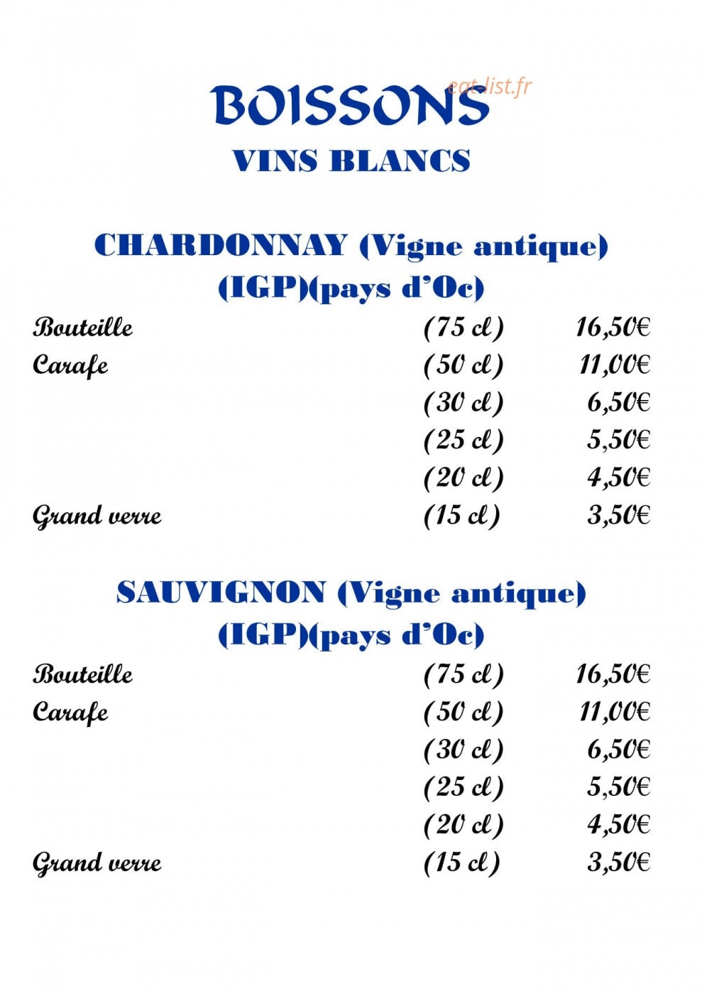 Crêperie des arts — carte page 16