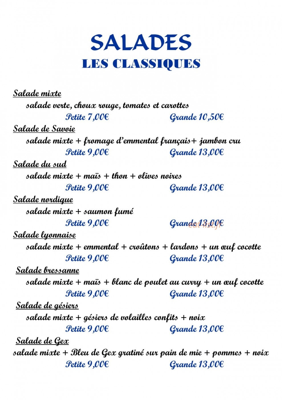 Crêperie des arts — carte page 2