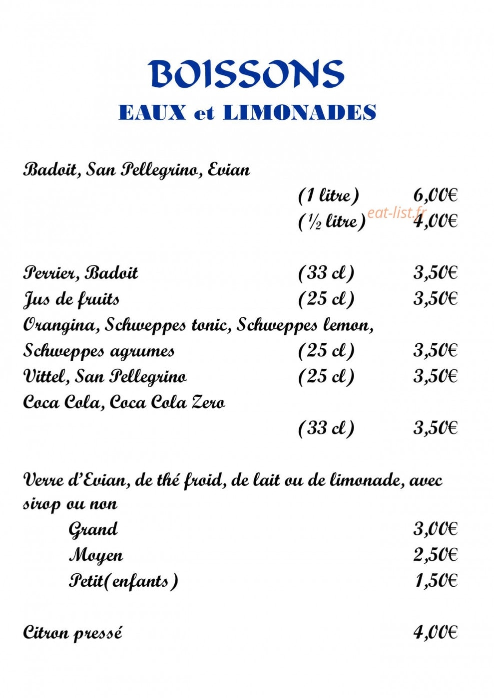 Crêperie des arts — carte page 12