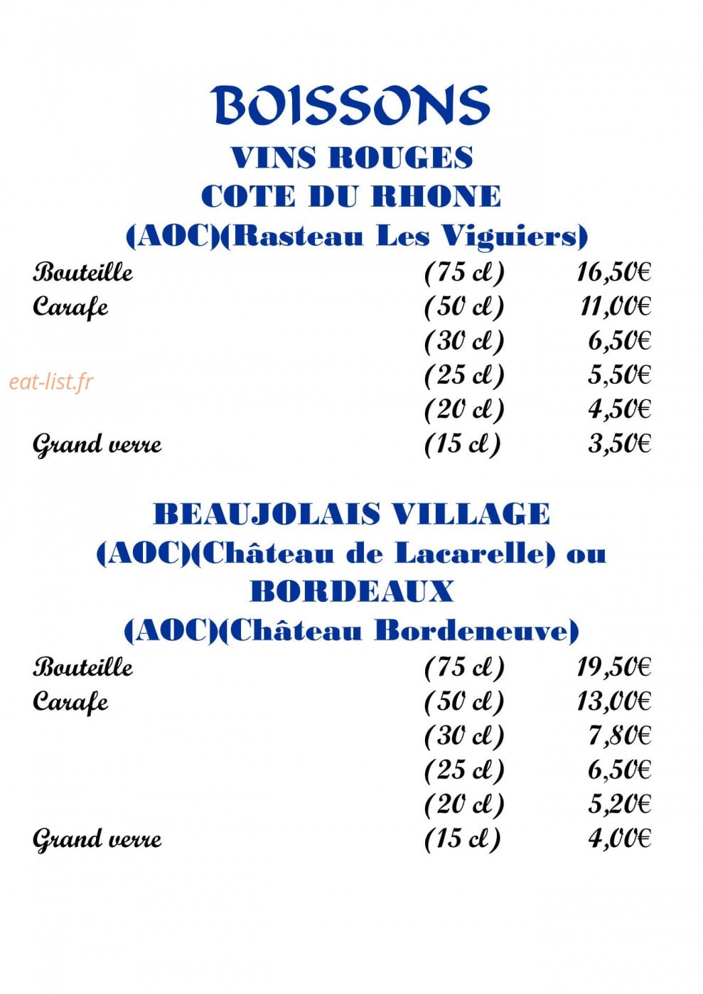 Crêperie des arts — carte page 19