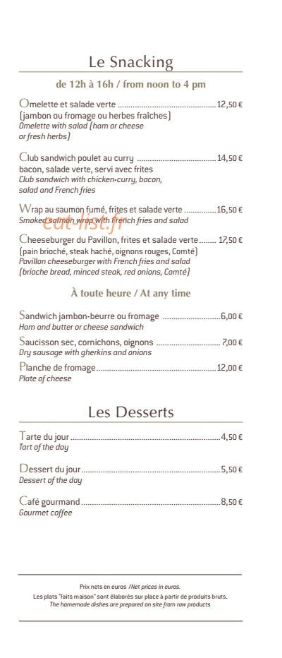 Le Pavillon — carte page 6