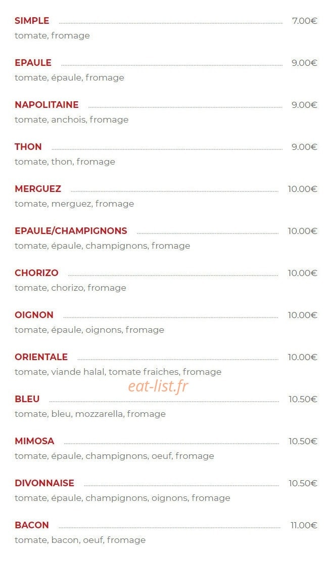 Pizza Tof — carte page 1
