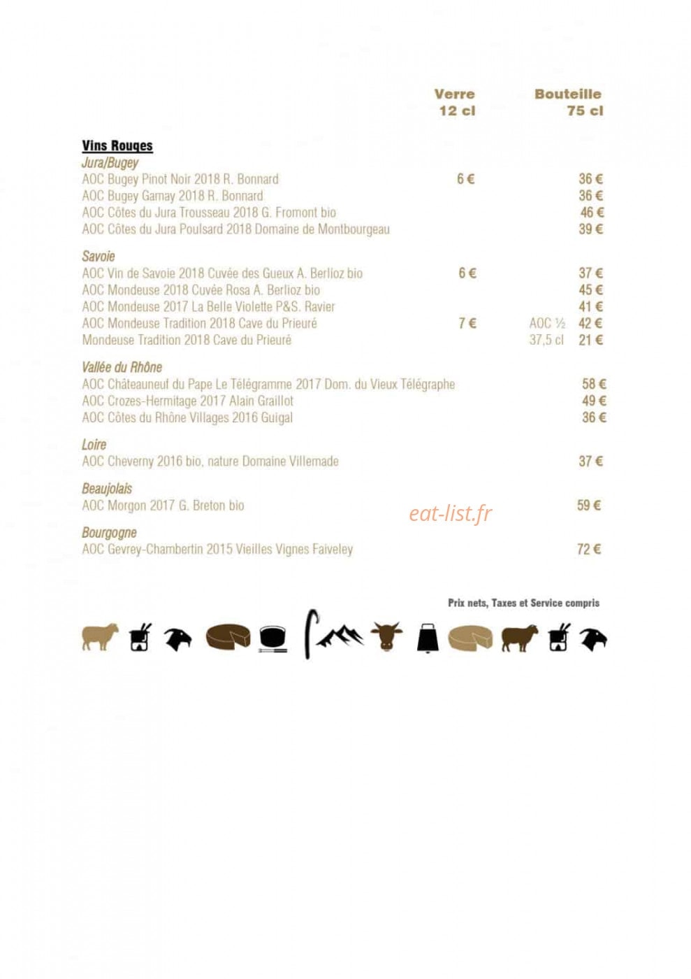 Restaurant des Bergers — carte page 9