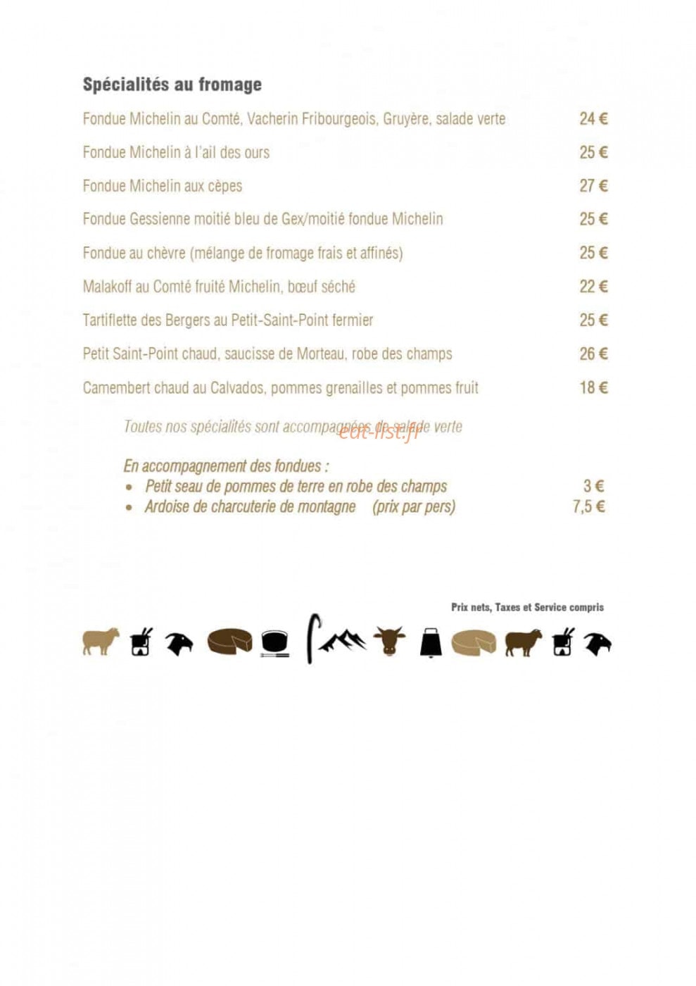 Restaurant des Bergers — carte page 5