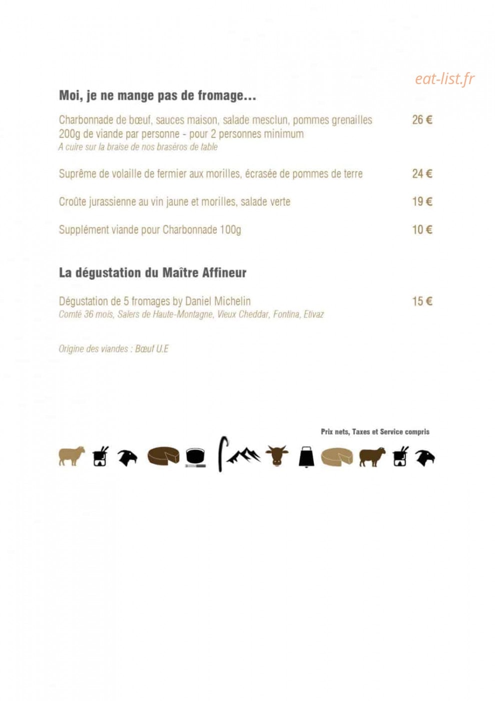 Restaurant des Bergers — carte page 6