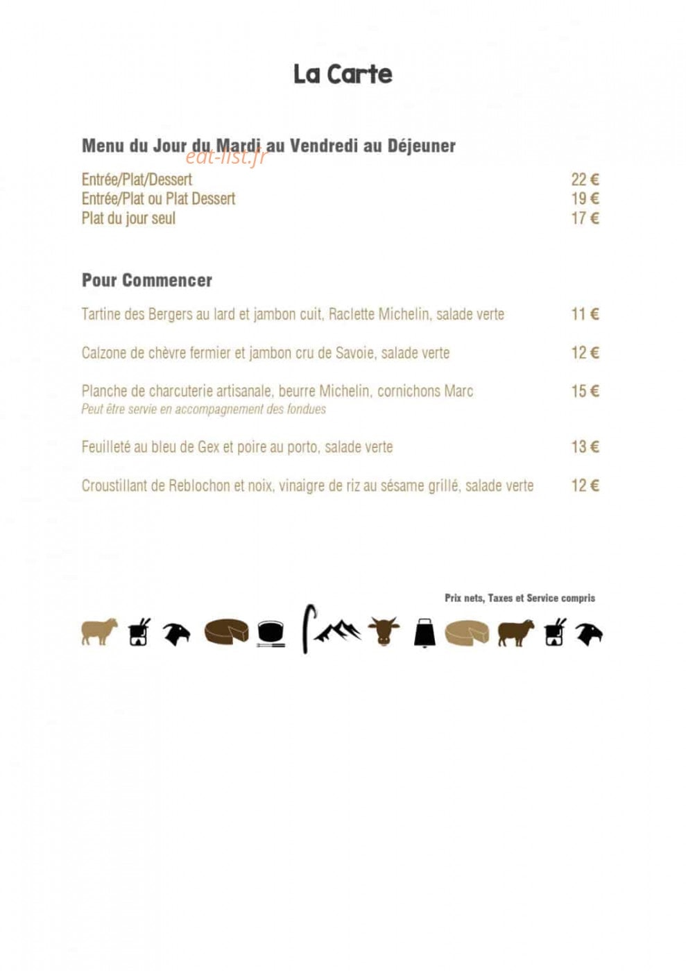 Restaurant des Bergers — carte page 4
